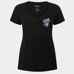 Disney Lilo & Stitch Xmas Black V-neck Top Women's